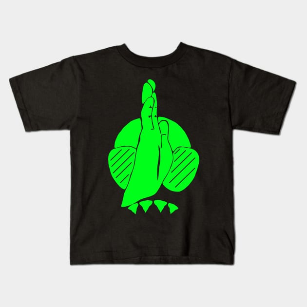 Green hand signal for shark, scuba diver design Kids T-Shirt by Namwuob